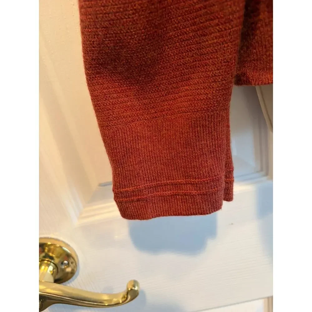 Banana Republic Italian‎ Merino Wool Henley Sweater Rust Red Mens Large L